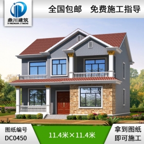 新農(nóng)村二層小別墅設(shè)計施工圖及效果圖_農(nóng)村二層房屋設(shè)計圖紙,鼎川別墅圖紙