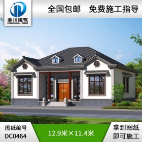 漂亮的農(nóng)村一層中式自建房屋設(shè)計圖紙及效果圖_農(nóng)村一層別墅設(shè)計,鼎川建筑,鼎川別墅設(shè)計