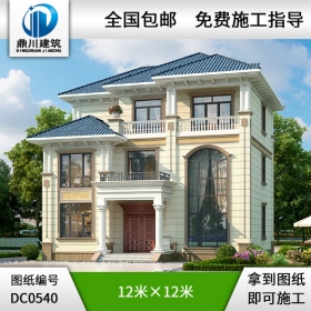 新農(nóng)村復(fù)式三層帶陽臺別墅設(shè)計圖紙及效果圖_三層鄉(xiāng)村房屋設(shè)計圖紙,鼎川別墅圖紙