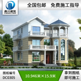 漂亮的三層復(fù)式歐式別墅施工圖及效果圖_別墅設(shè)計(jì)圖紙,鼎川建筑