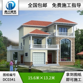 復(fù)式三層帶車庫別墅施工圖帶效果圖_三層別墅設(shè)計(jì)圖紙,鼎川別墅圖紙