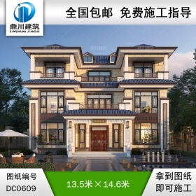 新中式三層帶露臺小別墅設計效果圖_農(nóng)村三層別墅設計圖紙,鼎川建筑