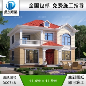 二層歐式帶陽(yáng)臺(tái)小別墅效果圖_農(nóng)村自建房設(shè)計(jì)圖紙,鼎川建筑