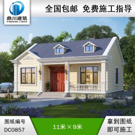 新農(nóng)村一層簡(jiǎn)約自建別墅施工圖紙及效果圖_農(nóng)村平房設(shè)計(jì)圖,鼎川建筑