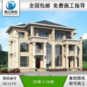 歐式三層雙拼別墅圖紙及效果圖_新農(nóng)村兄弟自建別墅設計,鼎川建筑