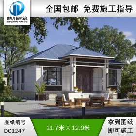 簡(jiǎn)約一層別墅施工圖紙及效果圖_農(nóng)村自建別墅設(shè)計(jì),鼎川建筑