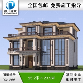 新中式三層帶獨立廚房別墅施工圖紙及效果圖_農(nóng)村自建別墅設(shè)計,鼎川建筑