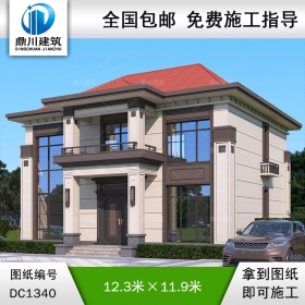 新中式二層別墅施工圖紙及效果圖_農(nóng)村自建別墅設(shè)計,鼎川建筑