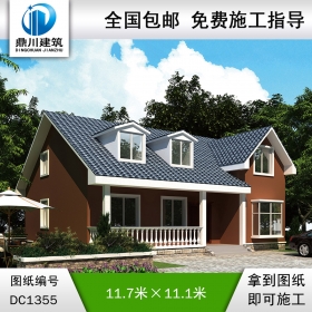 歐式一層帶閣樓別墅效果圖及施工圖紙_農(nóng)村自建別墅設(shè)計(jì),鼎川建筑