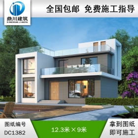 現(xiàn)代二層別墅效果圖及施工圖紙_農(nóng)村自建別墅設(shè)計,鼎川建筑