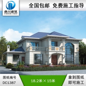 歐式二層別墅效果圖及施工圖紙_農(nóng)村自建別墅設(shè)計,鼎川建筑