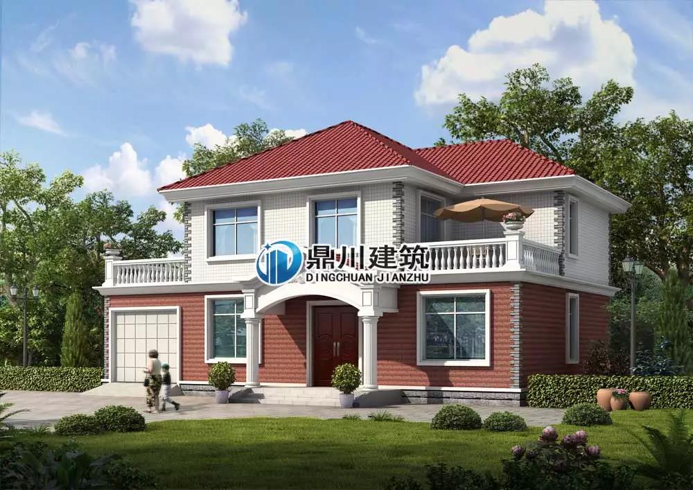 二層帶車(chē)庫(kù)露臺(tái)農(nóng)村自建房效果圖