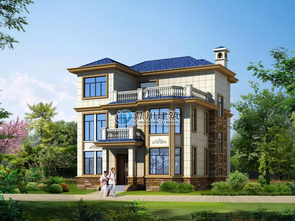 農(nóng)村三層帶露臺(tái)小別墅效果圖