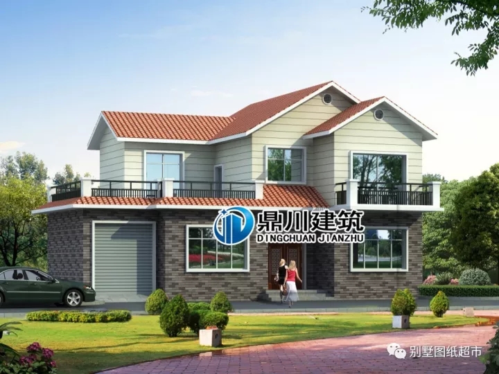 帶車庫(kù)二層農(nóng)村別墅